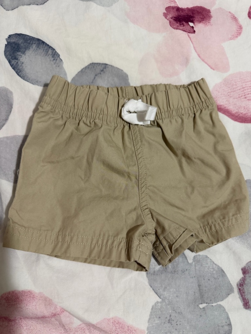 Carter's Tan Elastic Waist Shorts with White Drawstring